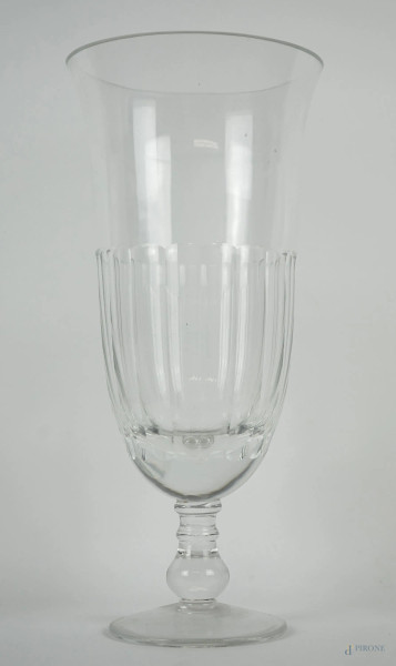 Vaso in cristallo, cm h 41, XX secolo