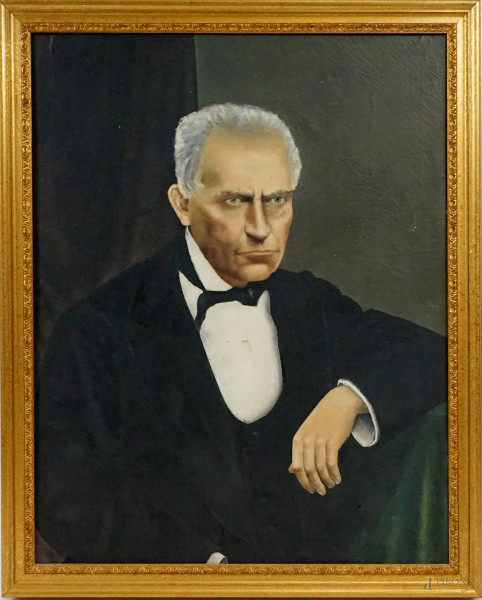 Ritratto d'uomo, olio su tela, cm 73x57, XX secolo, entro cornice