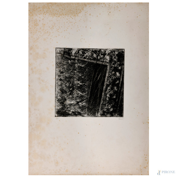 Lotto di sette litografie misure massime cm 69x49, (gore, bruniture, difetti)