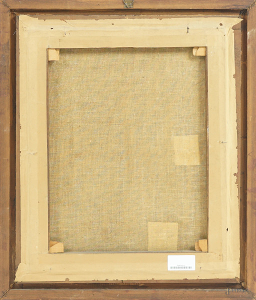 Cristo benedicente, olio su tela, cm 51x41, firmato, entro cornice