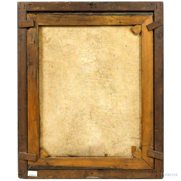 Vergine addolorata con i simboli della Passione, olio su tela, fine XIX secolo, cm 93x77, entro c...