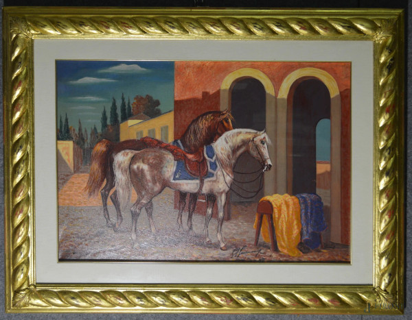 Cavalli, serigrafia 50x70 cm, entro cornice firmata Gonzaga