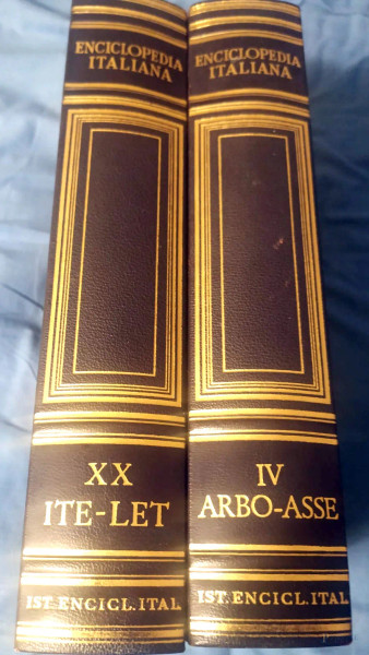 Enciclopedia Treccani, composta da quarantaquattro volumi, comprese appendici, esemplare in ottime condizioni.