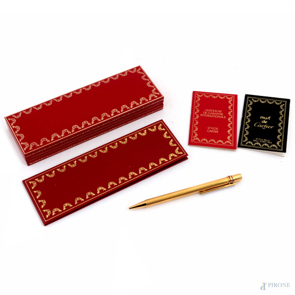 Penna Stylos Bille Must de Cartier placcata in oro, cm 13,5 (da revisionare