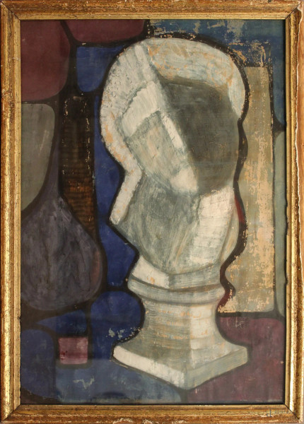Busto, tecnica mista su carta, Scuola russa, cm 59 x 40, entro cornice.