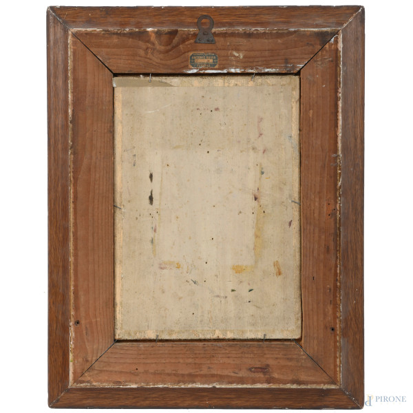 Ritratto di ragazza, XIX-XX secolo, olio su tavola, cm 36,5x26, firmato, entro cornice