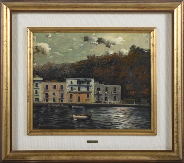 Amleto Colucci, Bacoli, XX secolo, olio su tela, cm 45x55, firmato in basso a sinistra, entro cornice