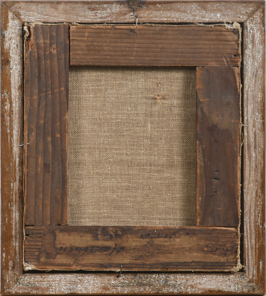 Amore, XVIII-XIX secolo, olio su tela, cm 25x22, entro cornice, (lievi segni di usura, piccola ca...