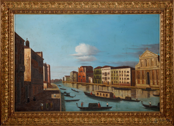 Veduta di Venezia, XX secolo, olio su tela, cm 60x90,5 entro cornice