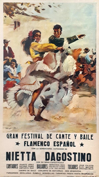 Raro Manifesto del Gran Festival De Flamenco Espanol, cm 95x55