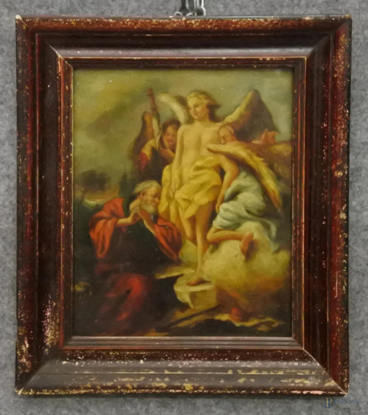 Scena biblica, olio su rame 19x24 cm, entro cornice.