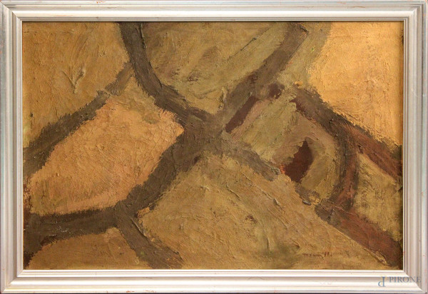 Franco Marzilli - Astratto, olio su tela 60x90 cm, entro cornice.