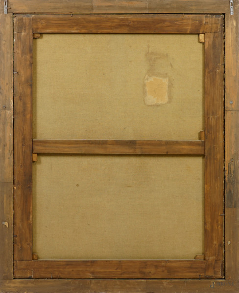 Venere chiede a Vulcano di forgiare l’armatura di Enea, olio su tela, cm 143x111 circa, entro cor...