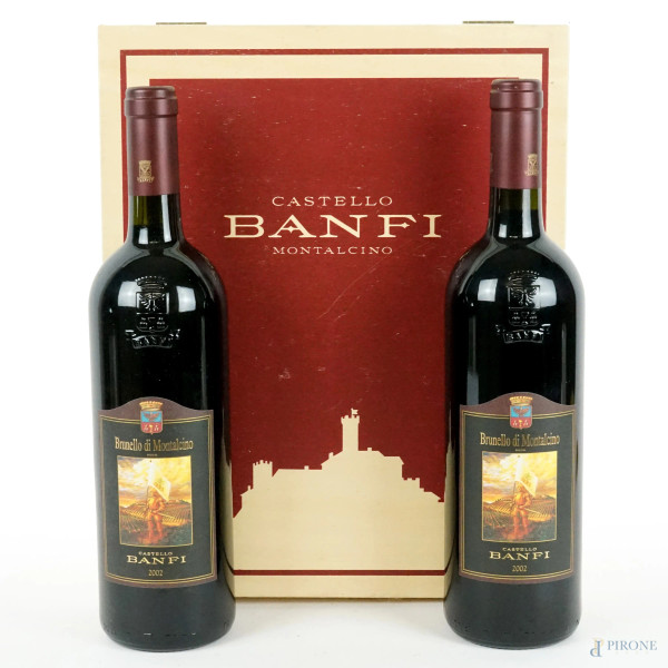 Castello Banfi, Brunello di Montalcino 2002, due bottiglie.