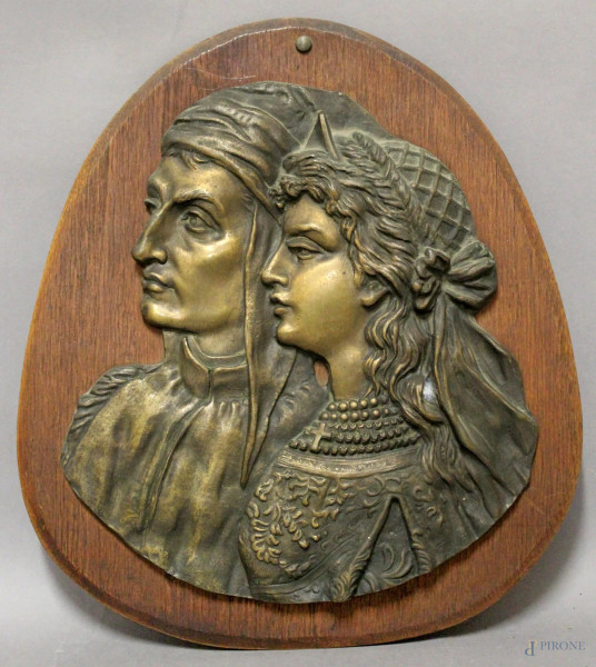 Sposi, placca in bronzo, primi Novecento, H 19,5.