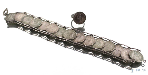 Bracciale ed anello con 16 monete 1/2 franco svizzero