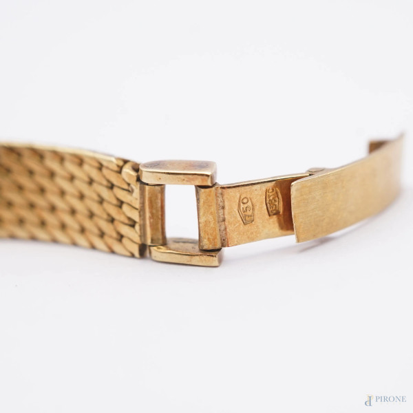 Orologio da polso da donna in oro 18 KT, quadrante circolare cm 1,8, lunghezza cm 18, peso totale...