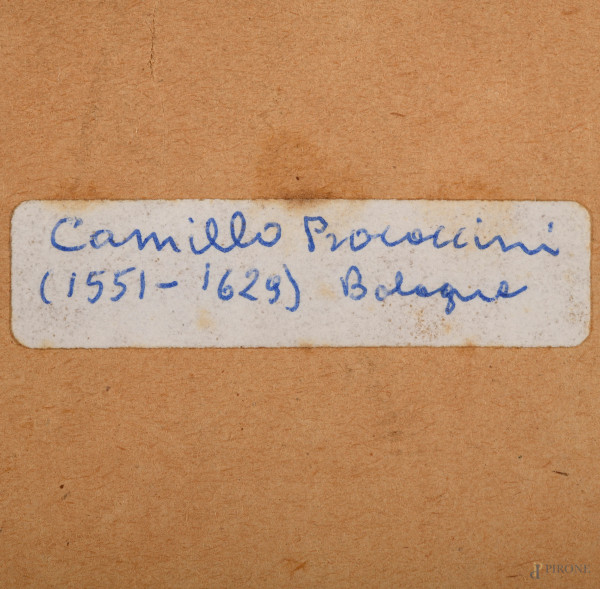 Guerriero a riposo, sanguigna su carta, cm 45x33, (difetti e rotture), XVIII-XIX secolo, (difetti...