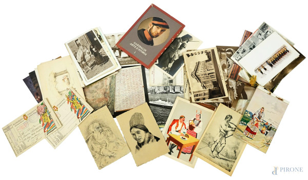 Lotto di varie cartoline da collezione, ingombro cm h 10x30x19, epoche diverse, (difetti).