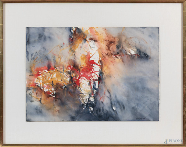 Jorge Dalmeida, Senza Titolo, tecnica mista su carta, cm 50x70, firmato in basso a destra, entro cornice