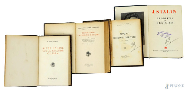 Lotto composto da quattro volumi di storia, autori ed edizioni diverse, (difetti)