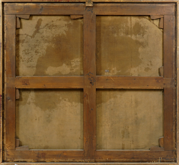 Scuola veneta del XVII secolo, Matrimonio mistico di Santa Caterina, olio su tela, cm 140x149, en...