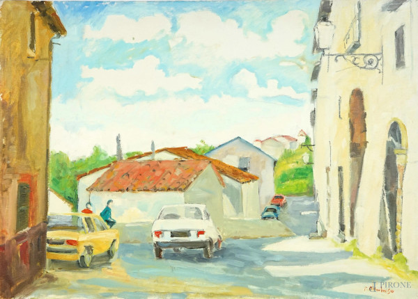 Tommaso D'Ambrosio - Il borgo di sotto, olio su tela, cm 50x70