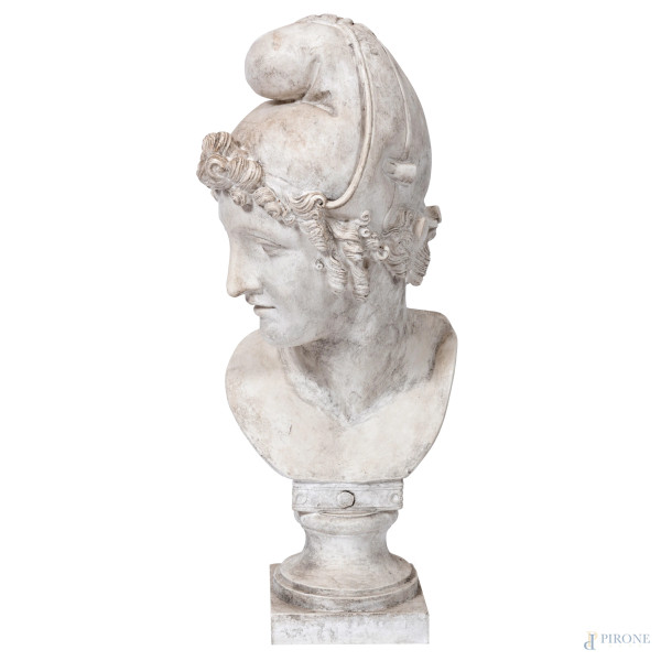 Busto in gesso raffigurante Paride, XX secolo, altezza cm 71, (Segni di usura, scalfiture)