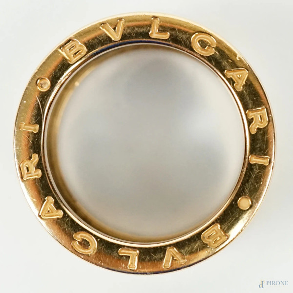 Bulgari - Collezione B.Zero1, anello con fascia a spirale in ceramica nera e oro rosa, peso gr. 1...