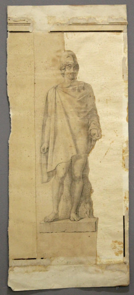 Figura della mitologia greca, disegno su carta, 43x18, XIX sec.