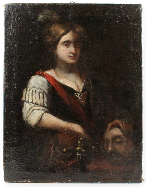 Pittore del XVII secolo, Giuditta e Oloferne, olio su tela, cm 45x34.5
