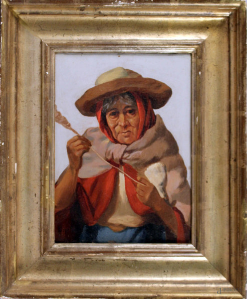 Donna sudamericana, olio su tela, cm. 33x26, XIX secolo, entro cornice.