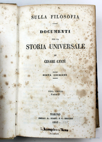 Cesare Cant&#249;, Documenti per la storia universale,Torino 1845