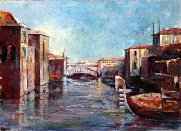 Scorcio di Venezia, olio su tela, 60x80 cm, entro cornice