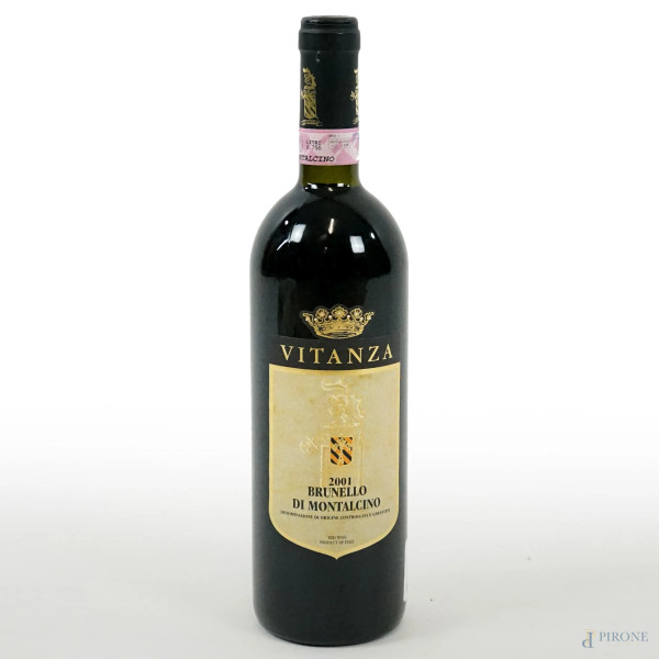 Brunello di Montalcino, bottiglia di vino rosso da 750 ml, annata 2001.