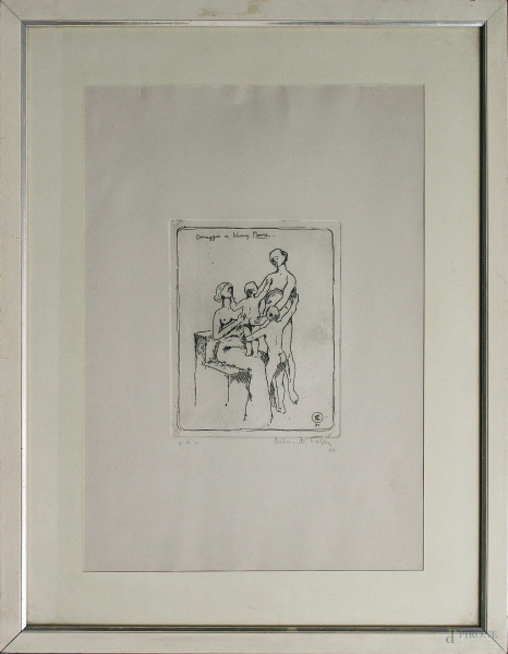 Omaggio ad Henry Moore, P.A., cm 47 x 33, entro cornice.