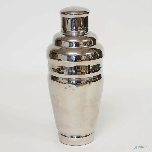 Shaker in metallo argentato, cm h 21