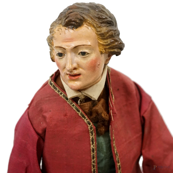 Lotto composto da 7 sculture in terracotta policroma e stoffa (alcune con occhi in vetro) raffigu...