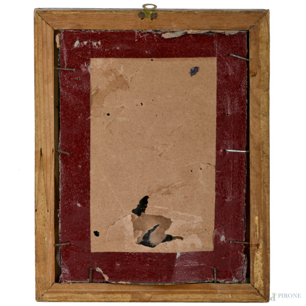 Il cucito, china su carta, XX secolo, cm 14,5x10,5, entro cornice