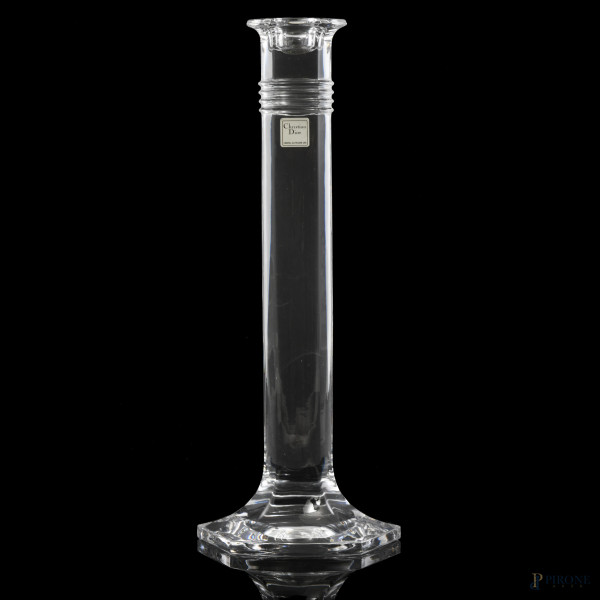 Candeliere in cristallo Dior, XX secolo, altezza cm 28