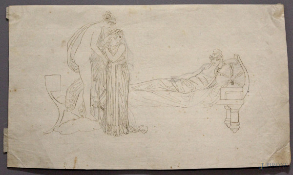 Figure neoclassiche, china su carta, 19x32 cm, XVIII sec.
