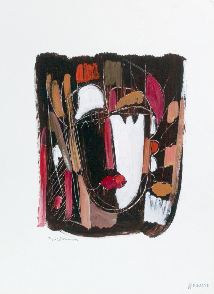 Fausto Ghiglia, viso, olio su carta cm, 50x35