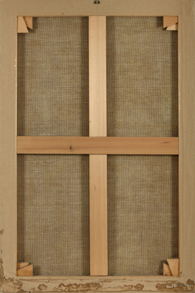 Pastorella che cuce, olio su tela, cm 91x61, firmato in basso a sinistra "Mario Spreafico"