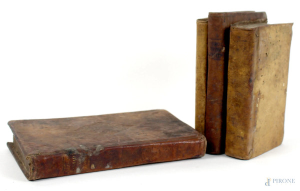 Lotto di quattro volumi del XVIII secolo: Delle poesie malinconiche ed Herodium epistolae di P. Nasone Ovidio; Delle Eneide di Publio Virgilio Marone