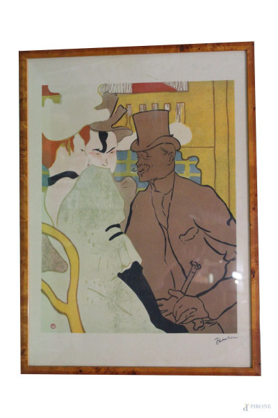 Poster vintage, Touluse Lautrec, personaggi, 74x53 cm, entro cornice