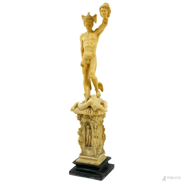 Perseo, scultura in resina, cm h 49, XX secolo