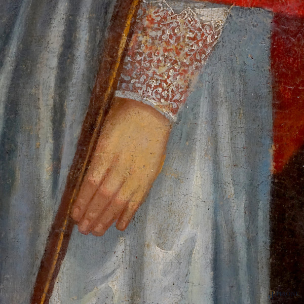 San Carlo Borromeo, XVIII secolo, olio su tela riportata su cartone pressato, cm 113x57, entro co...