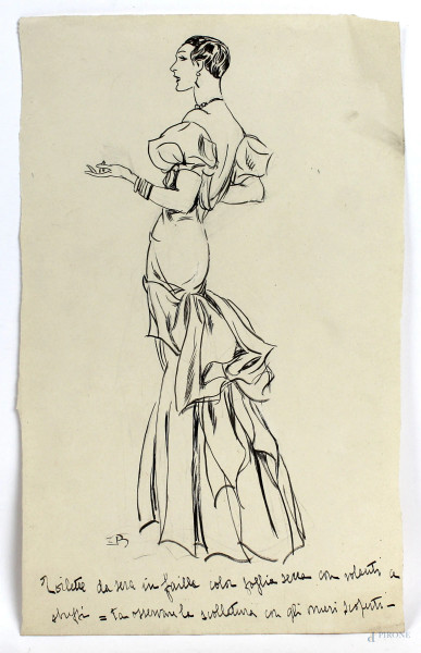 Luigi  Bompard - La modella, china su carta, cm 33,5x20