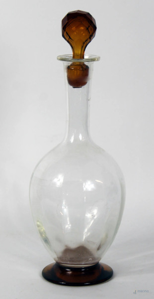 Bottiglia in vetro con particolari fum&#232;, altezza cm. 32
