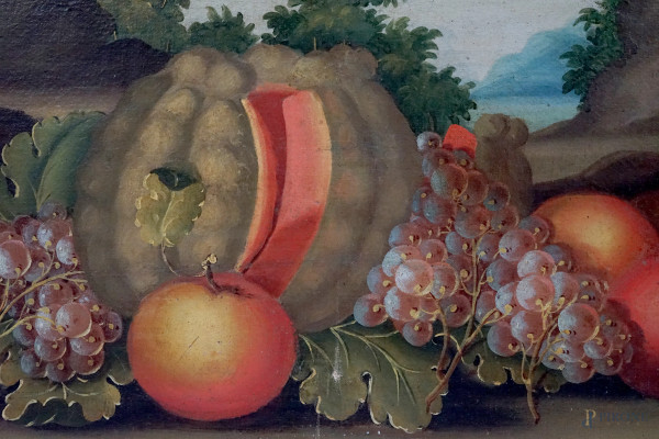 Francesco Malagoli (Modena, ? - documentato nel 1779), Coppia di nature morte raffiguranti uva, m...